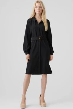 VERO MODA JURK VMPAM L/S SHIRT DRESS JRS BTQ BLACK DAMES MAAT - XL -Trendyo Trendy Winkel 800x1200 1542