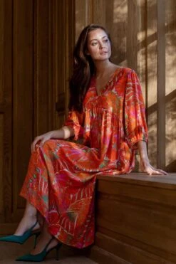 Geisha Jurk Midi Jurk Cultural Vlinderprint 37136 20 Coral/pink Combi Dames Maat - XXL -Trendyo Trendy Winkel 800x1200 156