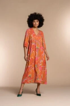 Geisha Jurk Midi Jurk Cultural Vlinderprint 37136 20 Coral/pink Combi Dames Maat - XXL -Trendyo Trendy Winkel 800x1200 157