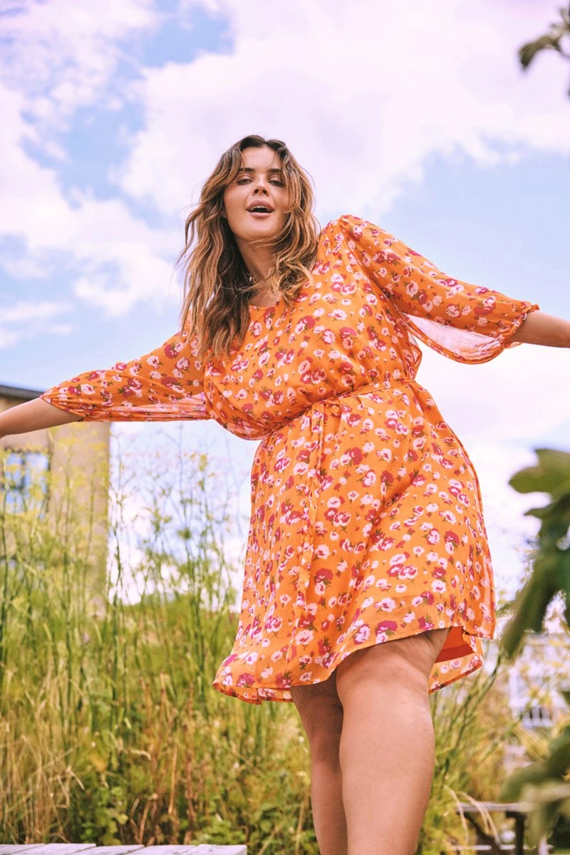 EVOKED VILA VIFALIA V-NECK 3/4 DRESS/SU/CUR Dames Jurk - Maat 50 3 EVOKED VILA VIFALIA V-NECK 3/4 DRESS/SU/CUR Dames Jurk - Maat 50