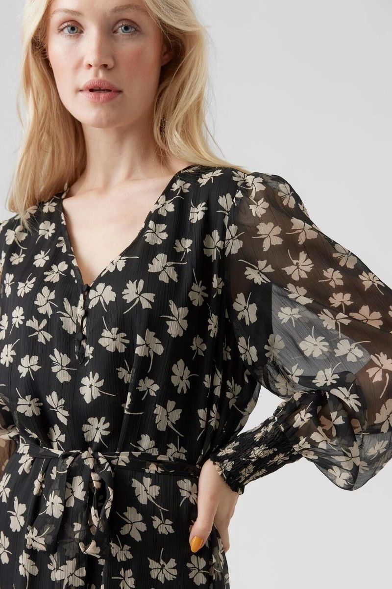 Vero Moda Jurk Vmpica L/s V-neck 7/8 Dress Wvn Btq Black Dames Maat - L 4 Vero Moda Jurk Vmpica L/s V-neck 7/8 Dress Wvn Btq Black Dames Maat - L - Afbeelding 2