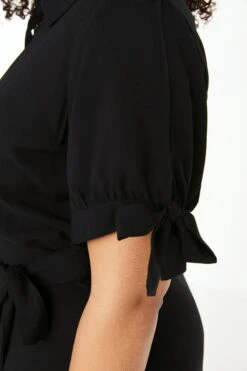 Trendyol Vrouwen Gepofte/ruche Mouw V-hals Basis Grote Maten Jurk -Trendyo Trendy Winkel 800x1200 1653