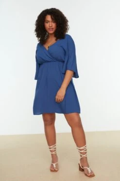 Trendyol Vrouwen Off-shoulder Cache-coeur Omslag Plus Size Jurk -Trendyo Trendy Winkel 800x1200 1675