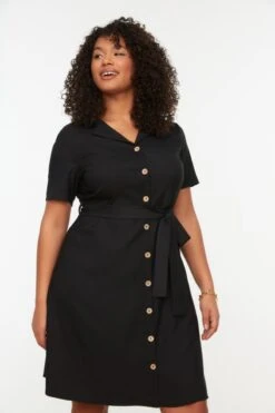 Trendyol Vrouwen Standaard Mouw Reverskraag Overhemdjurk Plus Size Jurk -Trendyo Trendy Winkel 800x1200 168