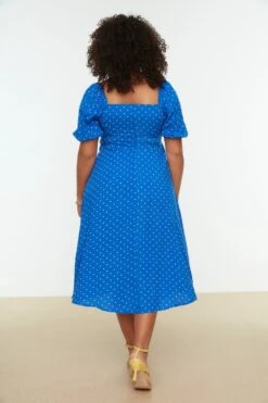 Trendyol Vrouwen Gepofte/ruche Mouw Vierkante Kraag A-lijn Plus Size Jurk -Trendyo Trendy Winkel 800x1200 1685