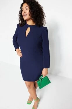 Trendyol Vrouwen Ballon Mouw Staande Kraag Bodycon Plus Size Jurk -Trendyo Trendy Winkel 800x1200 1702