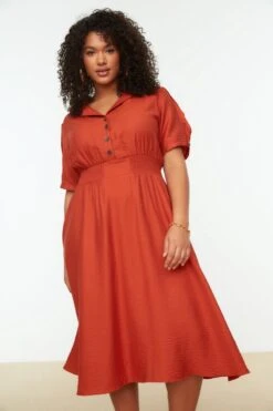 Trendyol Vrouwen Standaard Mouw Kraag A-lijn Plus Size Jurk -Trendyo Trendy Winkel 800x1200 1772