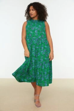 Trendyol Vrouwen Standaard Mouw Staande Kraag A-lijn Plus Size Jurk -Trendyo Trendy Winkel 800x1200 253