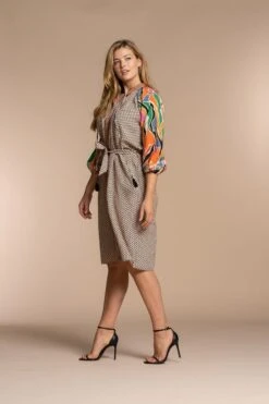 Geisha Jurk Midi Dress Mix And Match Print 37147 20 Off-white/coral Combi Dames Maat - XS