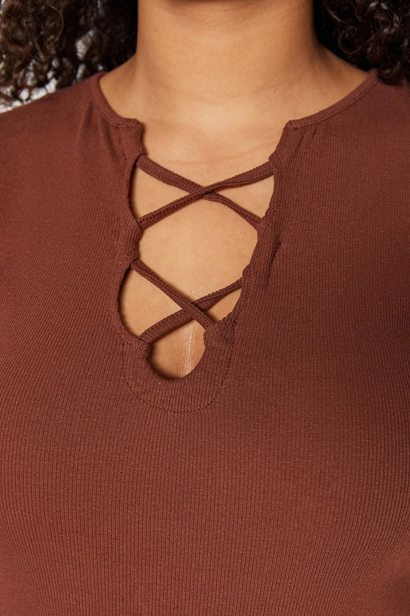 Trendyol Vrouwen Dik Geschorst V-hals Bodycon Plus Size Jurk 7 Trendyol Vrouwen Dik Geschorst V-hals Bodycon Plus Size Jurk - Afbeelding 5