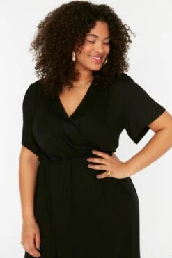 Trendyol Vrouwen Standaard Mouw Cache-coeur Basis Grote Maten Jurk -Trendyo Trendy Winkel 800x1200 317