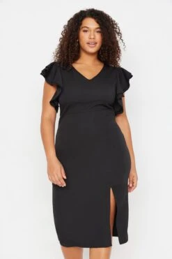 Trendyol Vrouwen Gepofte/ruche Mouw V-hals Bodycon Plus Size Jurk 17 Trendyol Vrouwen Gepofte/ruche Mouw V-hals Bodycon Plus Size Jurk -Trendyo Trendy Winkel 800x1200 328