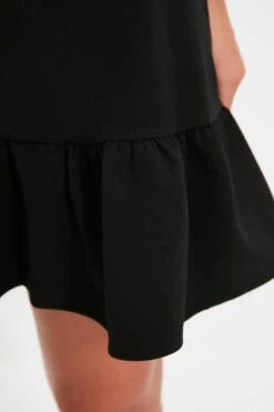 Trendyol Vrouwen Ballon Mouw Staande Kraag Ruche Zoom Jurk -Trendyo Trendy Winkel 800x1200 344