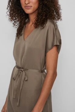 Vila Jurk Viellette V-neck S/s Dress/su - Noo 14078865 Walnut Dames Maat - 38 -Trendyo Trendy Winkel 800x1200 348