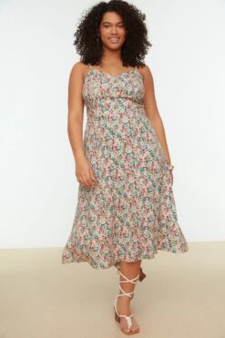 Trendyol Vrouwen Standaard Mouw V-hals Basis Grote Maten Jurk -Trendyo Trendy Winkel 800x1200 368