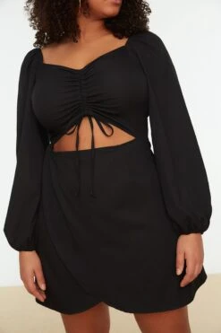 Trendyol Vrouwen Ballon Mouw V-hals Omslag Plus Size Jurk -Trendyo Trendy Winkel 800x1200 388