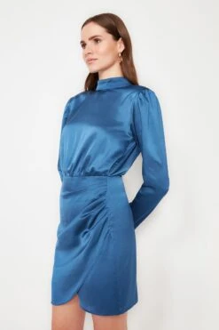 Trendyol Vrouwen Standaard Mouw Staande Kraag Omslag Jurk -Trendyo Trendy Winkel 800x1200 420