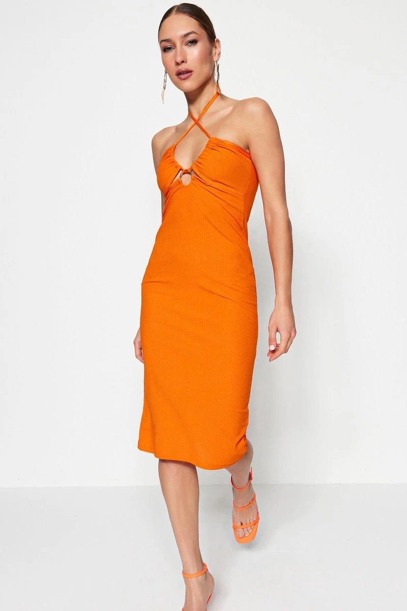 Trendyol Vrouwen Standaard Mouw V-hals Bodycon Jurk 10 Trendyol Vrouwen Standaard Mouw V-hals Bodycon Jurk - Afbeelding 8