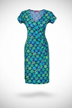 Tricot Wrap Jurk Korte Mouw Fleur