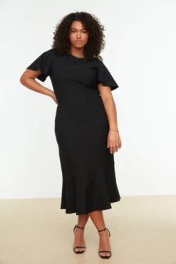 Trendyol Vrouwen Fluit Mouw Ronde Hals Bodycon Plus Size Jurk -Trendyo Trendy Winkel 800x1200 491