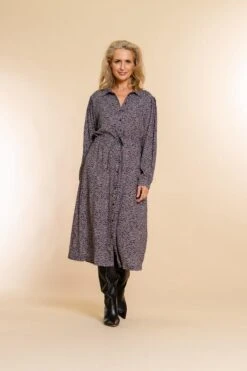 Geisha Jurk Shirtdress Grafische Floral Print 27845 20 Black/lilac Dames Maat - L -Trendyo Trendy Winkel 800x1200 494