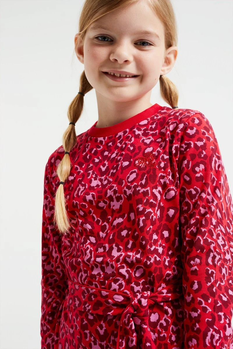 WE Fashion Meisjes Jurk Met Dessin En Strikceintuur - Maat 98 5 WE Fashion Meisjes Jurk Met Dessin En Strikceintuur - Maat 98 - Afbeelding 3