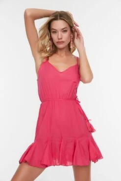 Trendyol Vrouwen Standaard Mouw V-hals A-lijn Jurk -Trendyo Trendy Winkel 800x1200 518