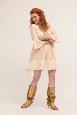 Vintage Boho Tuniek Jurk Handgemaakt Van Katoen Met Sierwerk 7/8 Mouwen Maat 40/42 -Trendyo Trendy Winkel 800x1200 533