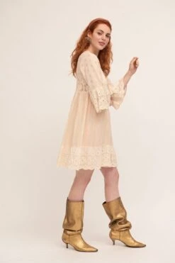 Vintage Boho Tuniek Jurk Handgemaakt Van Katoen Met Sierwerk 7/8 Mouwen Maat 40/42 -Trendyo Trendy Winkel 800x1200 535