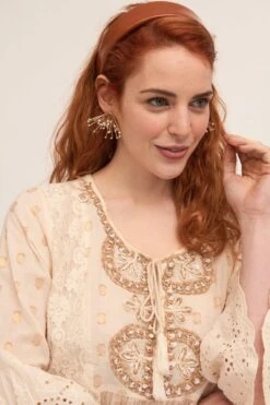 Vintage Boho Tuniek Jurk Handgemaakt Van Katoen Met Sierwerk 7/8 Mouwen Maat 40/42 -Trendyo Trendy Winkel 800x1200 537