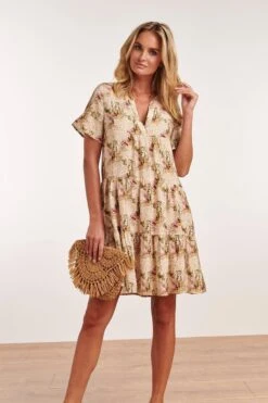 Smashed Lemon - Suki Jurk - Beige/ Wit - 22126-010-720-S