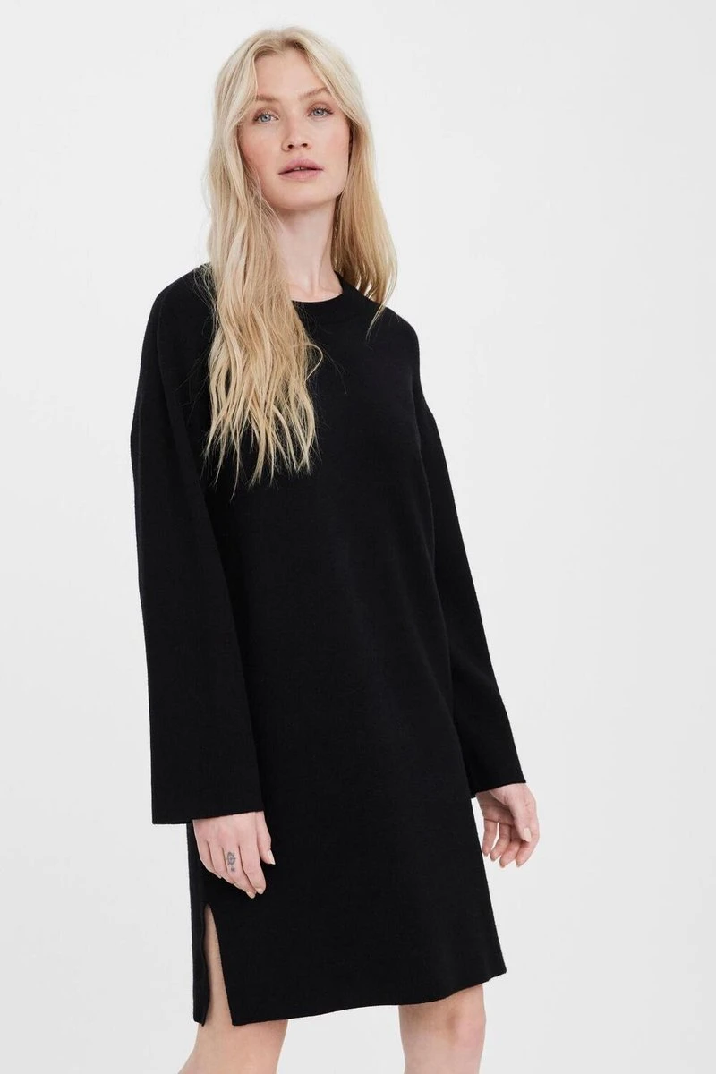 VERO MODA VMGOLD NEEDLE WIDE LS Ronde Hals DRESS Dames Jurk - Maat S 4 VERO MODA VMGOLD NEEDLE WIDE LS Ronde Hals DRESS Dames Jurk - Maat S - Afbeelding 2