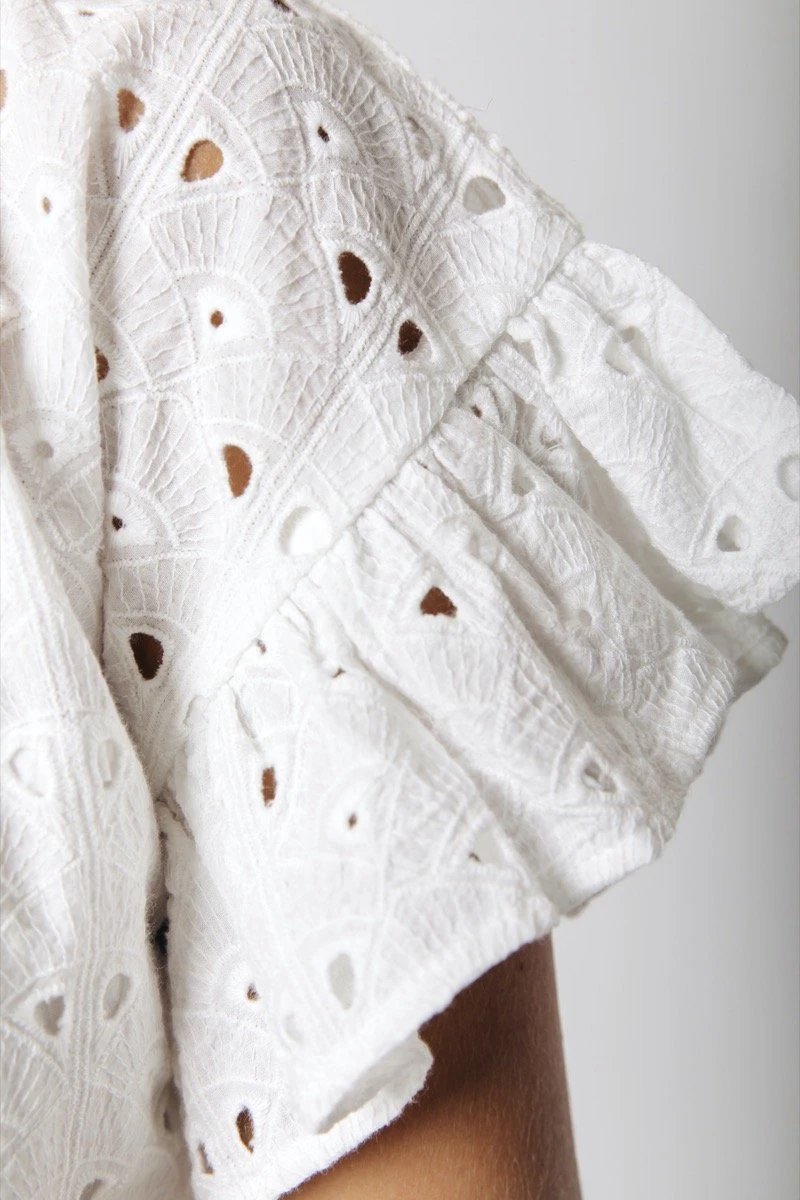 Colourful Rebel Jagger Broodrie Anglaise Jurk Wit Dames - A-lijn - Katoen - M 6 Colourful Rebel Jagger Broodrie Anglaise Jurk Wit Dames - A-lijn - Katoen - M - Afbeelding 4