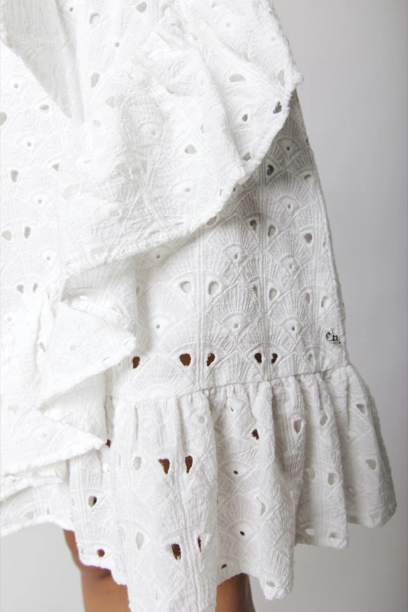 Colourful Rebel Jagger Broodrie Anglaise Jurk Wit Dames - A-lijn - Katoen - M 8 Colourful Rebel Jagger Broodrie Anglaise Jurk Wit Dames - A-lijn - Katoen - M - Afbeelding 6