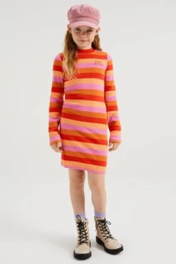 WE Fashion Meisjes Gestreepte Jurk Met Ribstructuur - Maat 110/116 -Trendyo Trendy Winkel 800x1200 72
