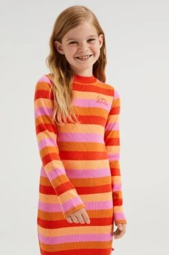 WE Fashion Meisjes Gestreepte Jurk Met Ribstructuur - Maat 110/116 -Trendyo Trendy Winkel 800x1200 73