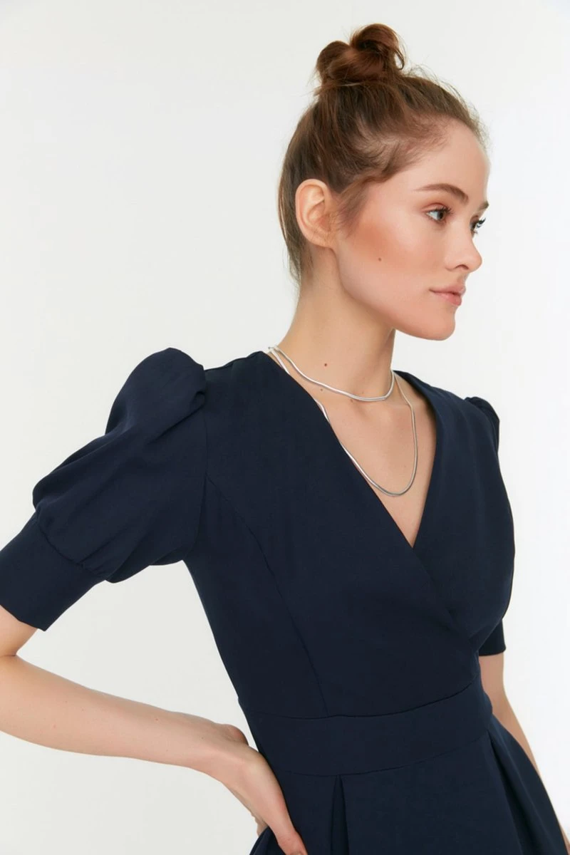 Trendyol Vrouwen Ballon Mouw Cache-coeur A-lijn Jurk 9 Trendyol Vrouwen Ballon Mouw Cache-coeur A-lijn Jurk - Afbeelding 7