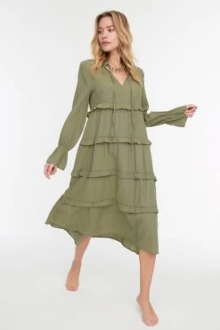 Trendyol Vrouwen Standaard Mouw V-hals A-lijn Jurk -Trendyo Trendy Winkel 800x1200 781