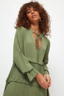 Trendyol Vrouwen Standaard Mouw V-hals A-lijn Jurk -Trendyo Trendy Winkel 800x1200 782