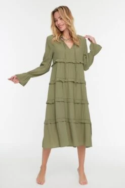 Trendyol Vrouwen Standaard Mouw V-hals A-lijn Jurk -Trendyo Trendy Winkel 800x1200 786