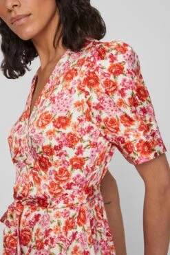 Vila Jurk Vinaria S/s Wrap Midi Dress/dc/su 14083215 Tigerlily/mis Dames Maat - 40 -Trendyo Trendy Winkel 800x1200 788