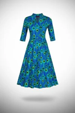 Swing Jurk Bangkok Driekwart Mouw Peacock Blue