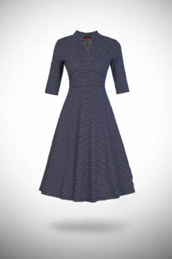 Swing Jurk Bangkok Driekwart Mouw Dot Marine