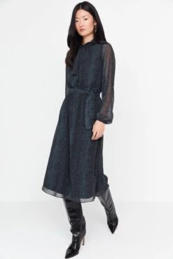 Trendyol Vrouwen Ballon Mouw Sjaalkraag Verschuiving Jurk -Trendyo Trendy Winkel 800x1200 952