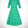 Swing Jurk Bangkok Driekwart Mouw Wallpaper Green