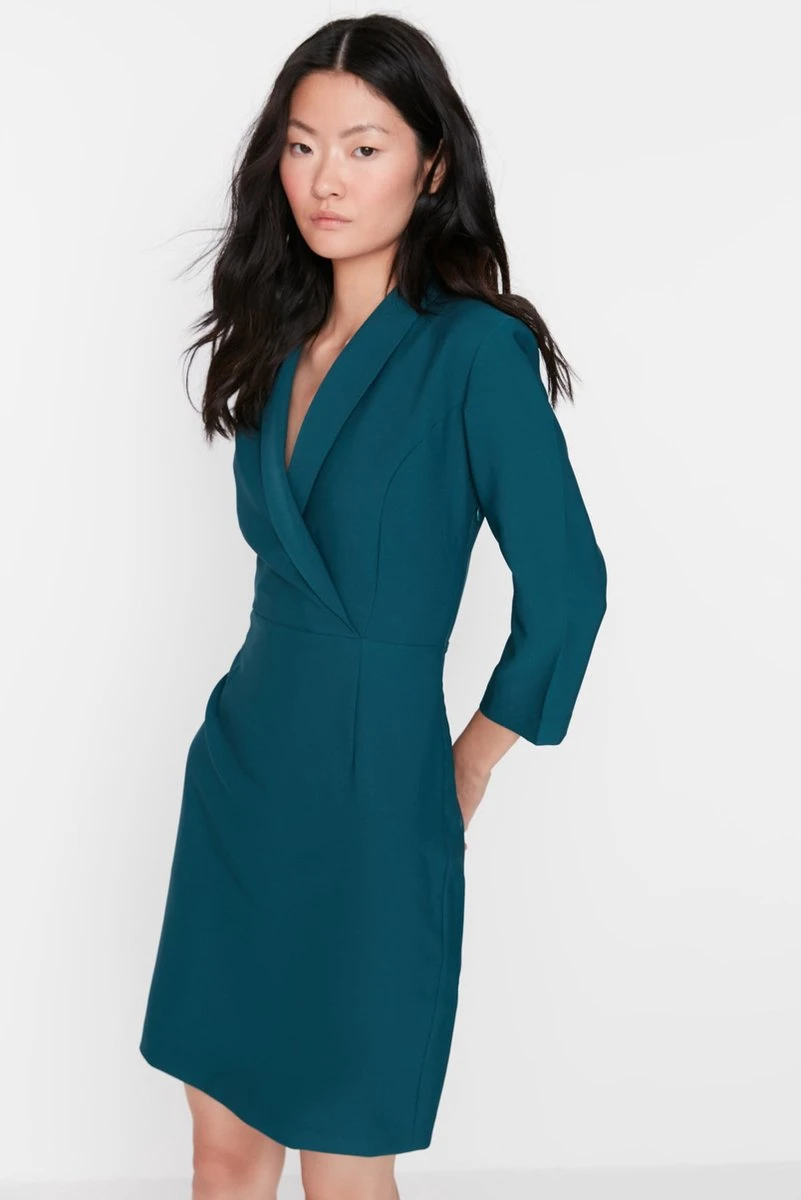 Trendyol Vrouwen Standaard Mouw Cache-coeur A-lijn Jurk 12 Trendyol Vrouwen Standaard Mouw Cache-coeur A-lijn Jurk - Afbeelding 10