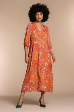 Geisha Jurk Midi Jurk Cultural Vlinderprint 37136 20 Coral/pink Combi Dames Maat - XXL -Trendyo Trendy Winkel 801x1200 7