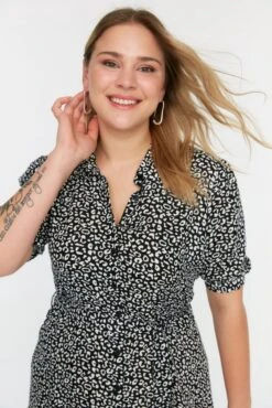 Trendyol Vrouwen Standaard Mouw Kraag Basis Grote Maten Jurk -Trendyo Trendy Winkel 801x1200 70