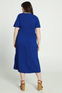 Promiss Lange, Effen Plisséjurk Met Valse Wikkelkraag -Trendyo Trendy Winkel 801x1200 78