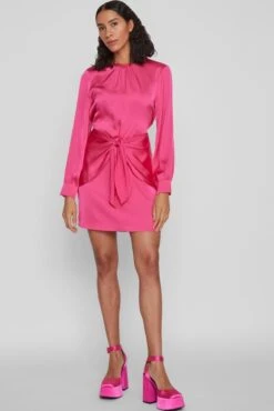 Vila Jurk Viannes O-neck L/s Short Dress/dc 14083842 Pink Yarrow Dames Maat - 38 -Trendyo Trendy Winkel 802x1200 20